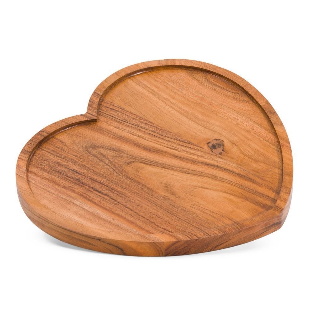 LOVE & CUPCAKES Wooden Heart Shaped Serving Platter